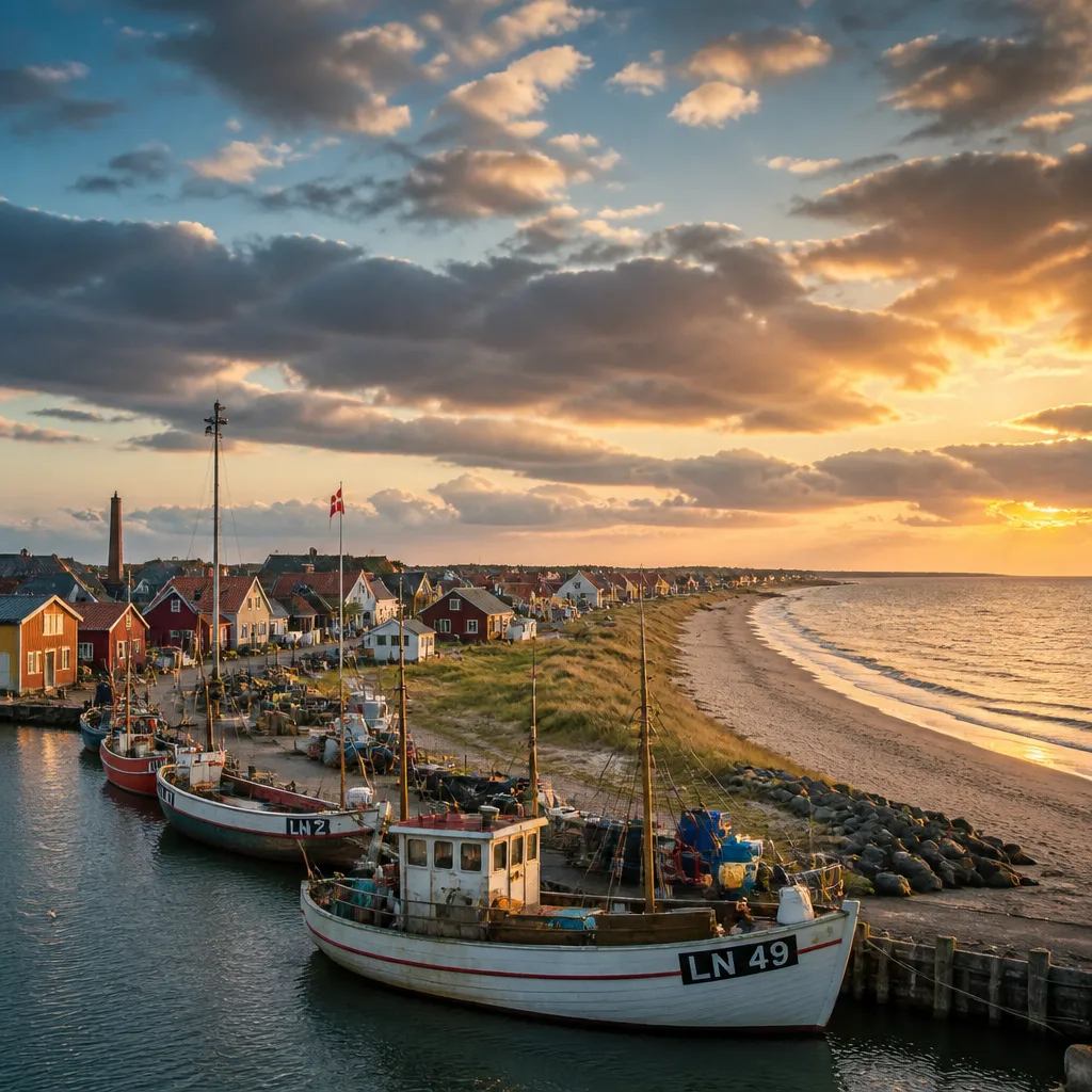 Fischerhafen von Thorsminde zwischen Nordsee und Nissum Fjord in Westjütland