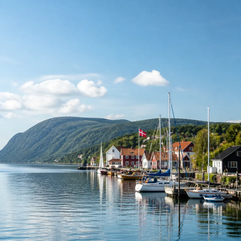 Ruhiger Fjord mit Segelbooten am Hafen von Skælskør in Dänemark